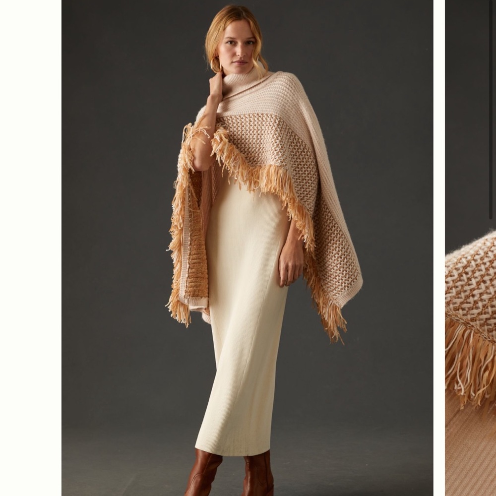 By Anthropologie Cropped Poncho Sweater